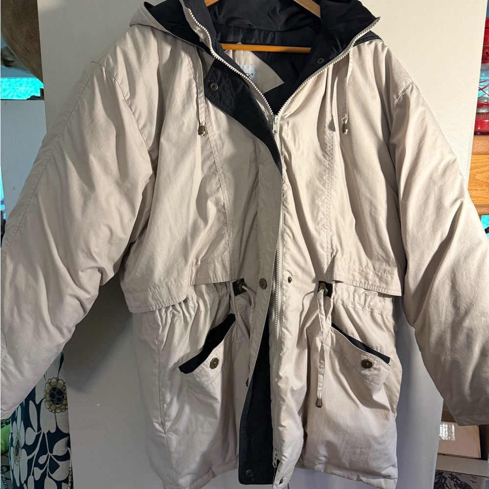 Cabin Creek Beige and Black Hooded Jacket